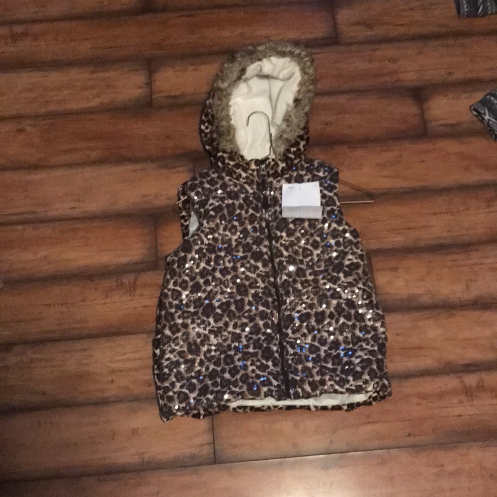children’s place leopard sparkly vest